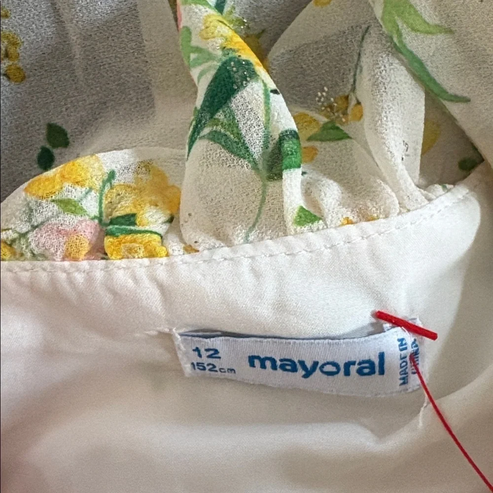 Mayoral Girls Yellow Floral Chiffon Dress